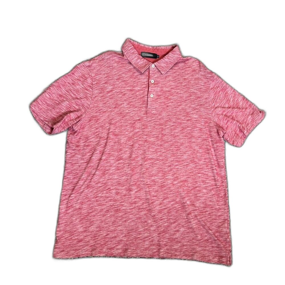 Bugatchi Men's Red Heathered Cotton Classic Short Sleeve Polo Shirt Size XXL
